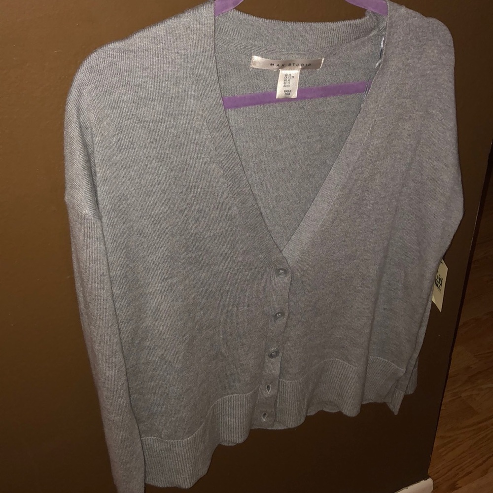 Max Studio grey cardigan with side slits